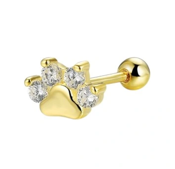 Przejdź do produktu ZŁOTE KOLCZYKI SREBRO 925 PIERCING HELIX PSIA ŁAPKA